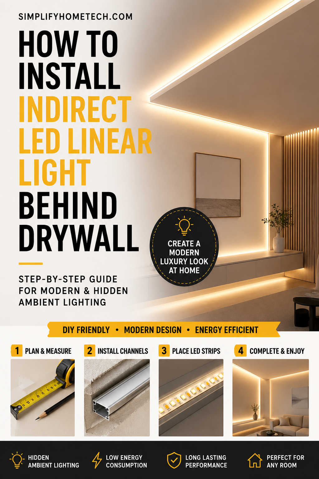 How to Install Indirect LED Linear Light Behind Drywall